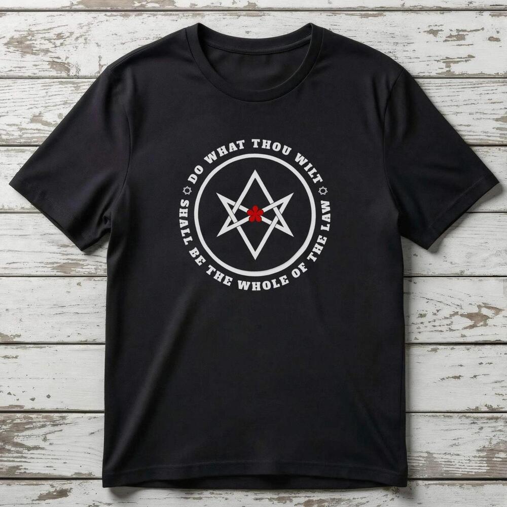 Unicursal Hexagram T Shirt Do What Thou Wilt Text And Graphic Tee V9